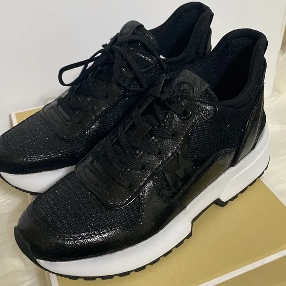 NWT Michael Kors Muse Trainer Glitter Chain Mesh Shoes - Picture 10 of 14